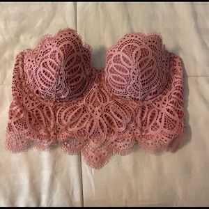 Victoria Secret Light lined Longline Strapless Bra - Pink sz 34C